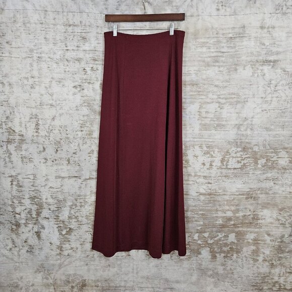Vintage 1970s Burgundy Maxi Skirt Long Flowy Whimsigoth Medium Maroon Red VTG - Picture 6 of 8